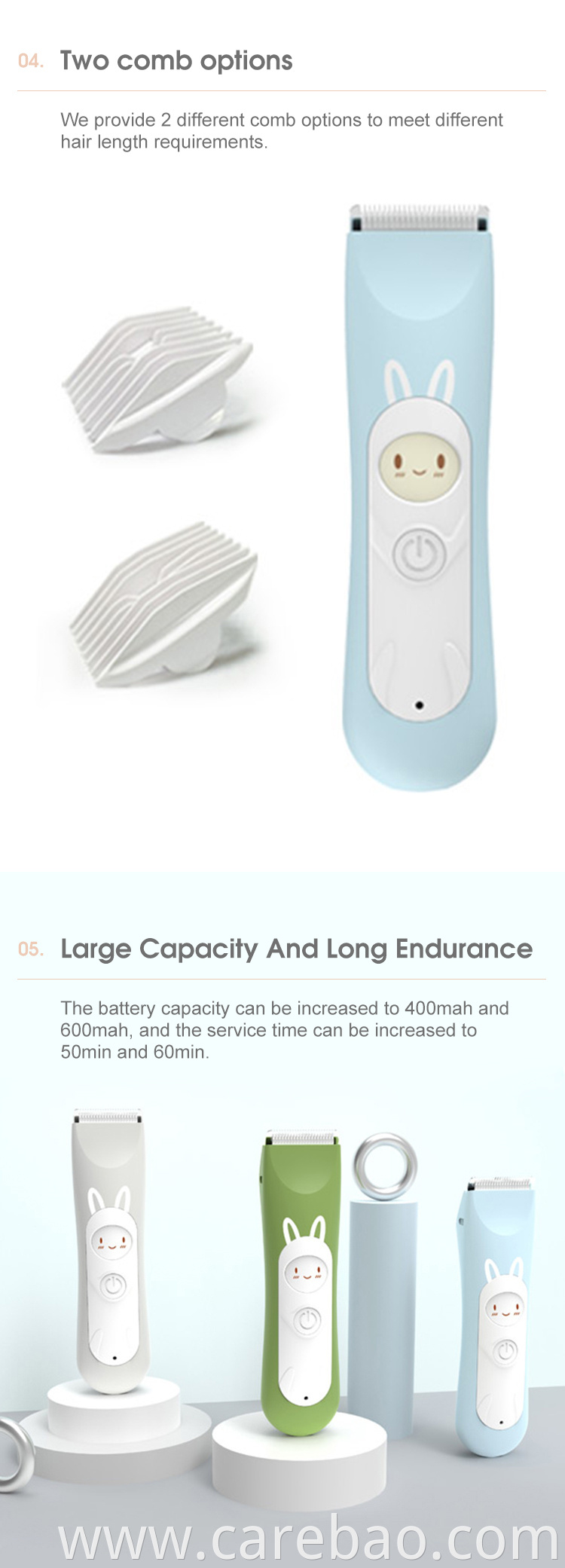 Custom Design Waterproof Carebao Electric Body Clipper Trimmer For Baby With Ceramic Stainless Steel Blade In China Cheap Price